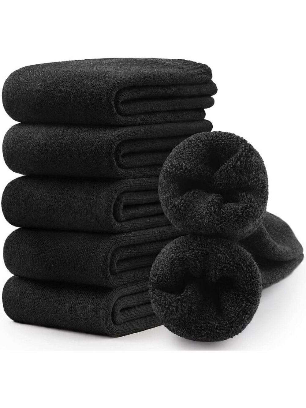 Cozy Merino Wool Hiking Crew Socks - 5 Pairs Thick Warm Unisex Outdoor Socks